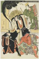 Escena de la obra de AKbuki Yukimotsutake furisode Genji, 1785